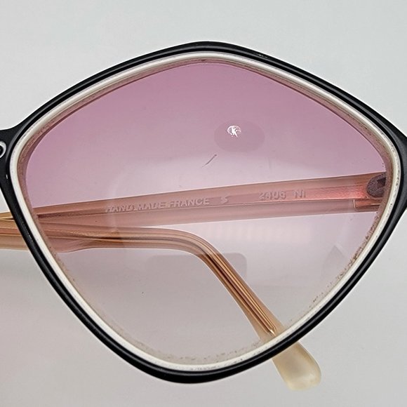 Balenciaga 2406 Black White Crystal Frame Pink Gradient Lens Sunglasses France - Picture 12 of 14